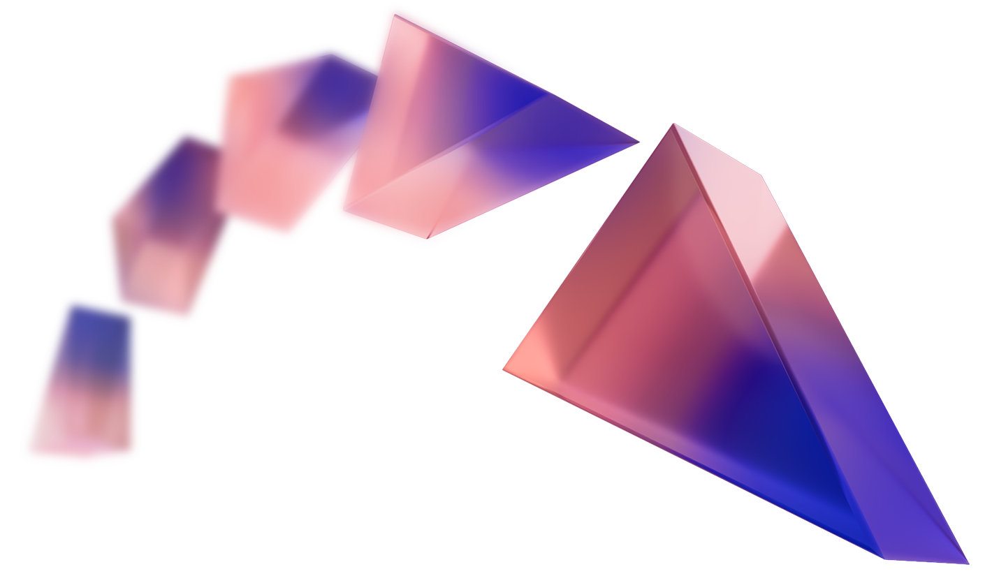 A background of blue, green, and red triangles.